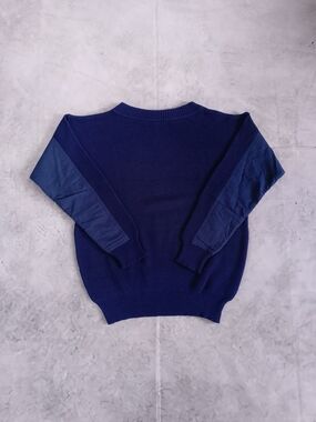 Vintage 90s Navy Blue Mixed-Media Sweater VIA FARINO